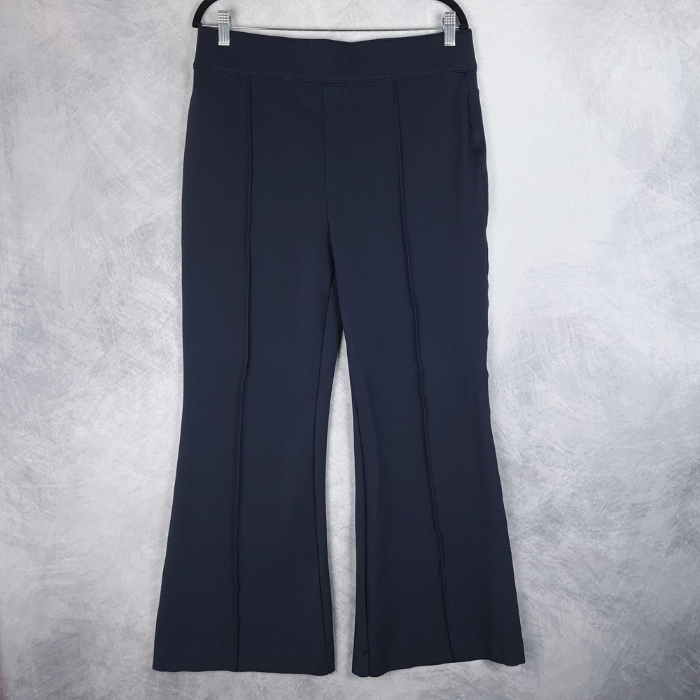 Spanx Pants Womens 1X Petite Blue Ponte Slim Pull On Stretch Shaping Workwear
